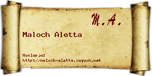 Maloch Aletta névjegykártya